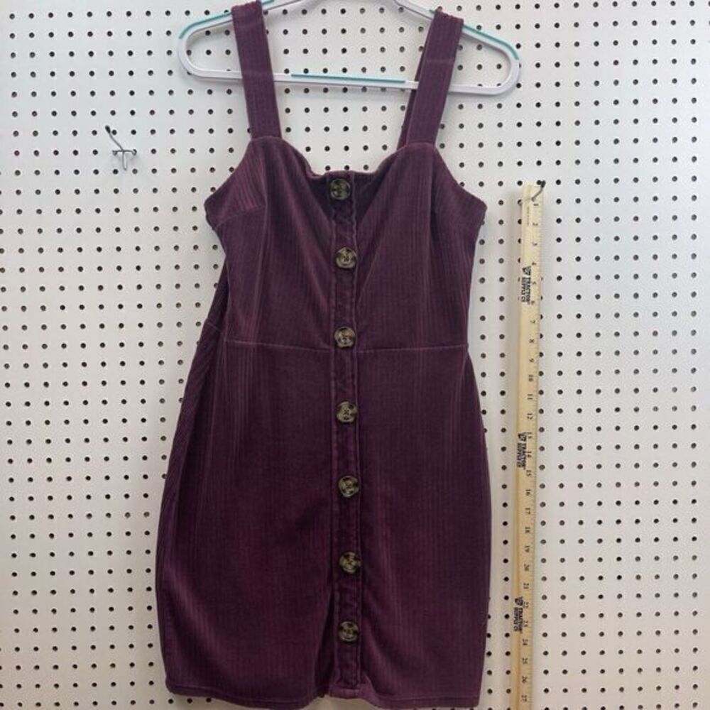 No Boundaries Dress Womens/Junior Burgundy Corduroy Sleeveless Button Up Large